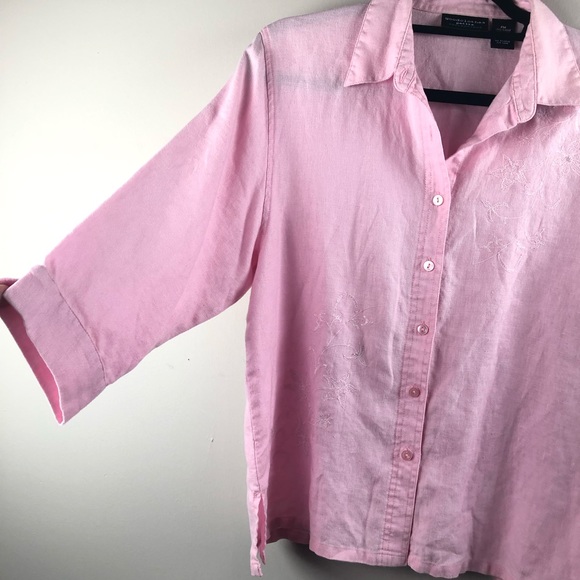 Goodclothes  petite medium linen top shirt pink - Picture 2 of 6